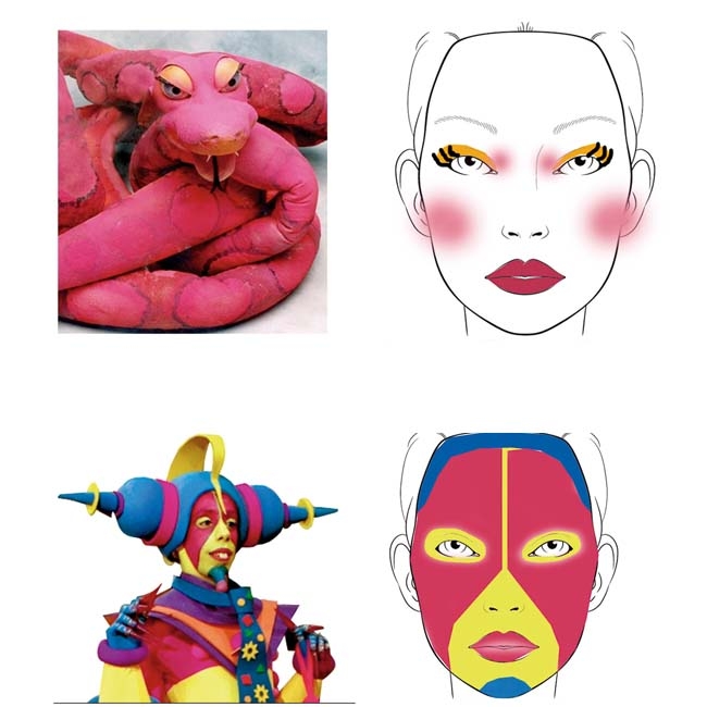 Equipe de beleza far maquiagens artsticas inspiradas em cinco personagens da mostra